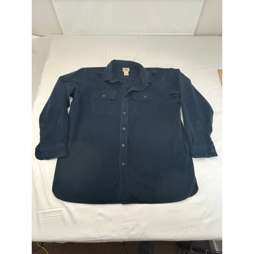 LL Bean Mens XL Navy Blue Chamois Cloth Shirt Traditional Fit Cotton 187923